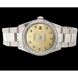 Bracelet acier inoxydable huître Montre Datejust Champagne Cadran Diamant Rolex réglage rapide