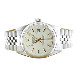 Bracelet de montre Rolex Datejust à cadran bâton argenté et deux tons