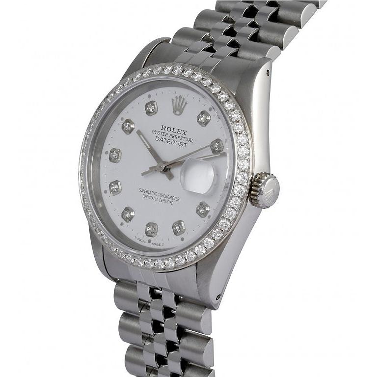 Bracelet en acier inoxydable Rolex Datejust Montre Homme Lunette Diamant