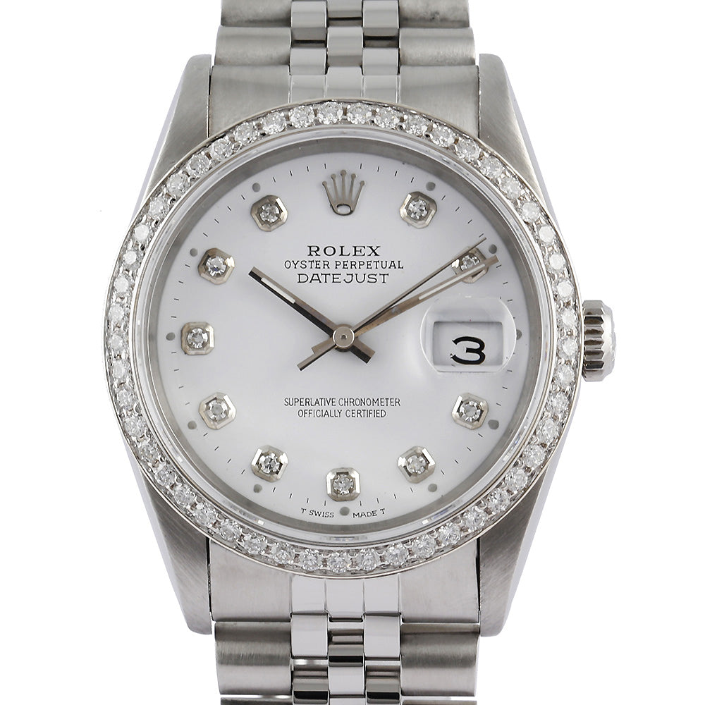 Bracelet en acier inoxydable Rolex Datejust Montre Homme Lunette Diamant