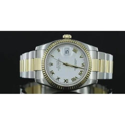 Bracelet huître bicolore Rolex Datejust 36 mm Montre pour homme Cadran blanc réglage rapide