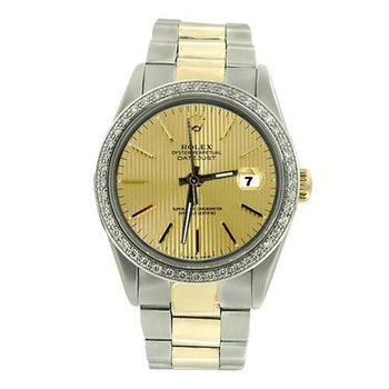 Bracelet huître en acier inoxydable et or, cadran bâton, Regarder Rolex Datejust pour hommes