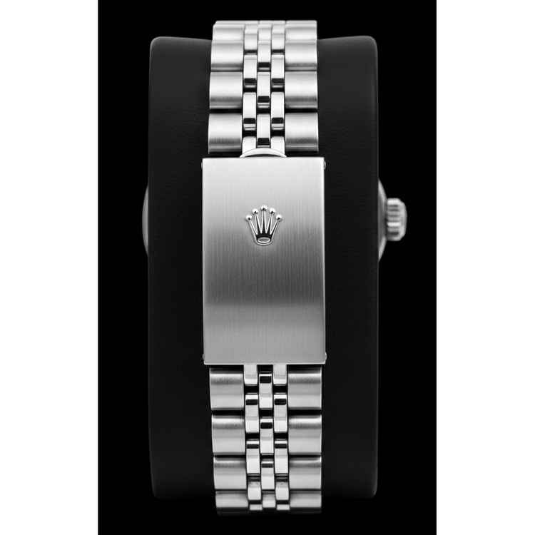 Bracelet jubilé acier inoxydable Cadran bâton noir Lunette en diamant Montre Rolex