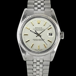 Bracelet jubilé acier inoxydable Datejust Rolex Lunette cannelée Cadran blanc