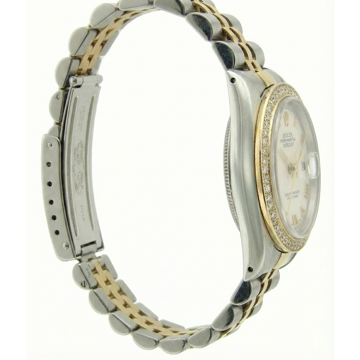 Bracelet jubilé acier inoxydable & Or Cadran Romain Rolex Datejust Montre Femme