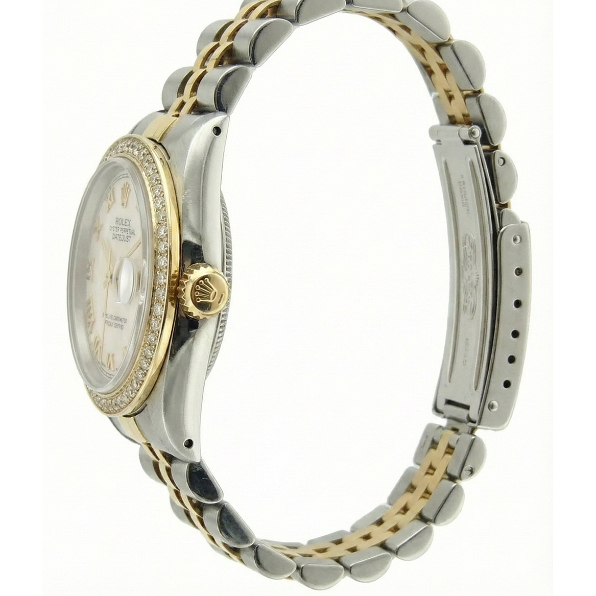 Bracelet jubilé acier inoxydable & Or Cadran Romain Rolex Datejust Montre Femme