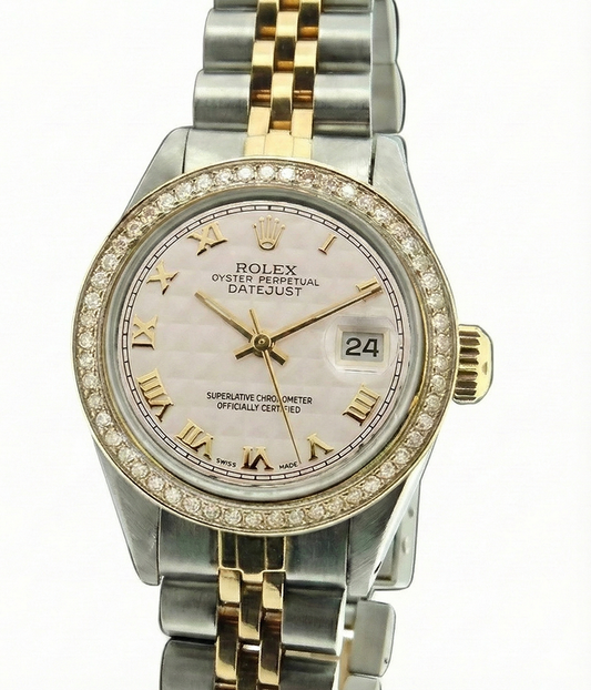 Bracelet jubilé acier inoxydable & Or Cadran Romain Rolex Datejust Montre Femme