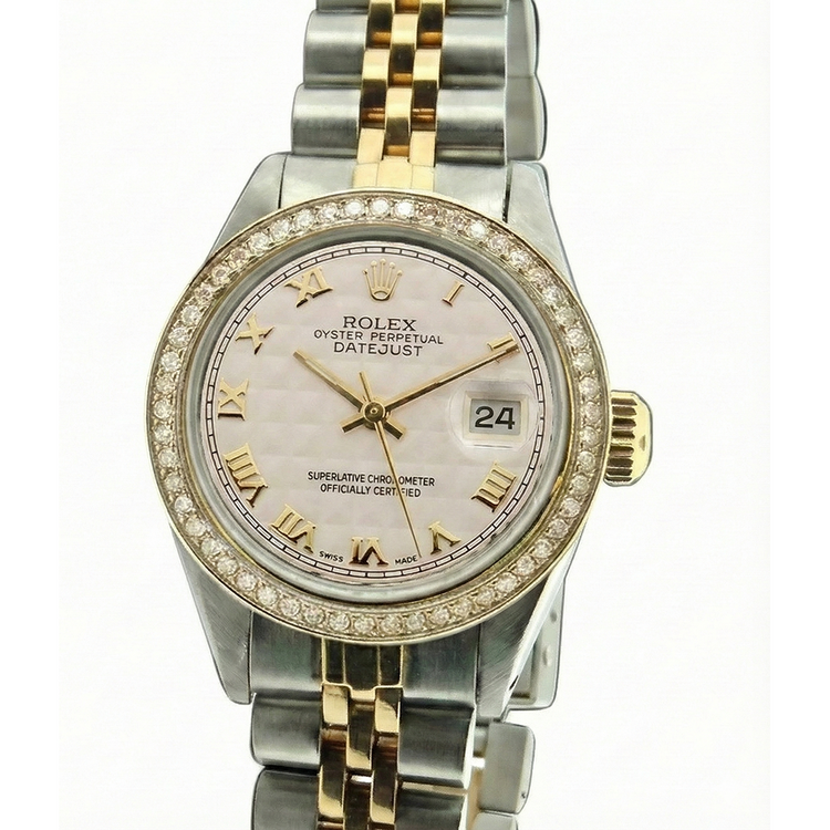 Bracelet jubilé acier inoxydable & Or Cadran Romain Rolex Datejust Montre Femme