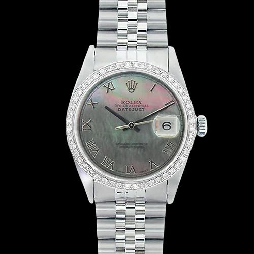 Bracelet jubilé acier inoxydable Rolex Lunette diamant Gris Cadran romain réglage rapide