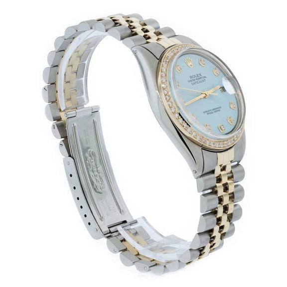 Cadran diamant bleu Lunette Montre Rolex
