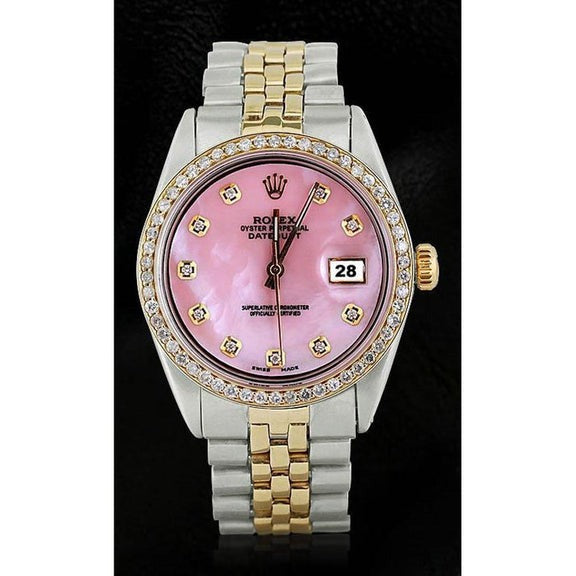 montre Datejust Rolex avec cadran en diamant rose
