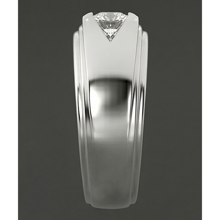 Branché Bague Pour Hommes Véritable Rond Diamant Solitaire