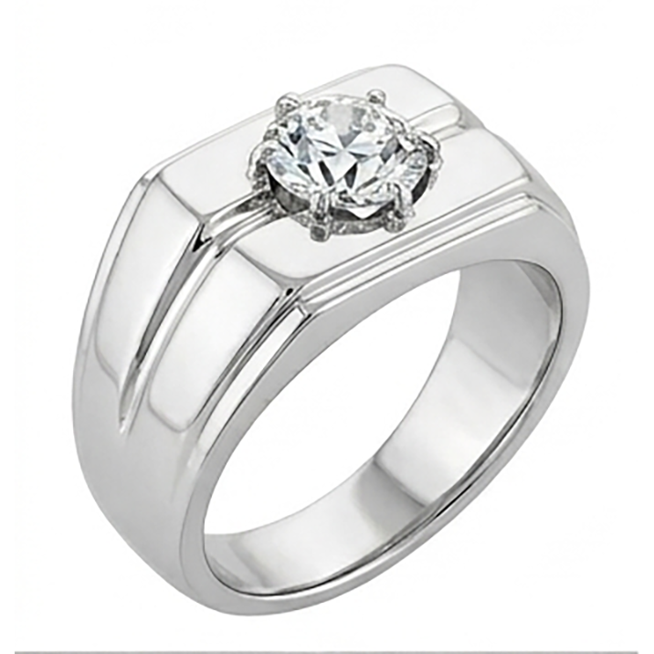 Brillant Coussin Antique Bague Homme 2 carats en 10K White Gold