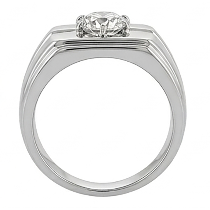 Brillant Coussin Antique Bague Homme 2 carats en 10K White Gold