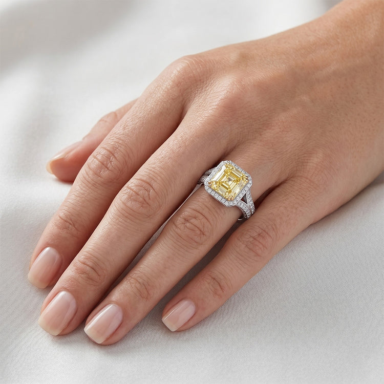 Brillant Pavé Diamant Jaune Fancy Bague Statement – 3,50 carats