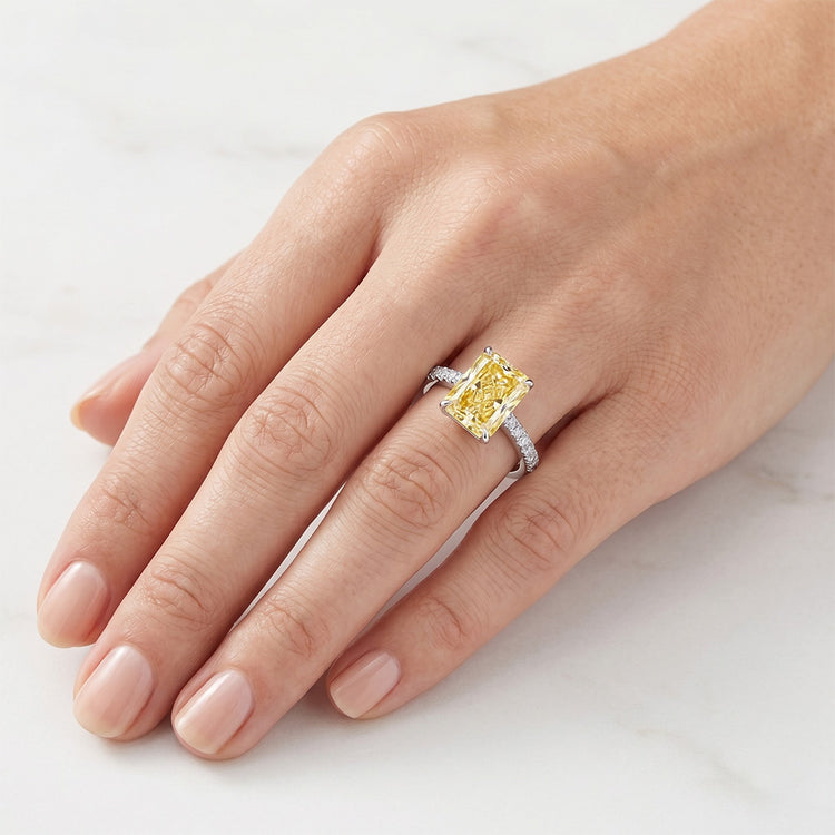 Brillant Pureté VVS Diamant Jaune Fancy Bague Joaillerie – 3