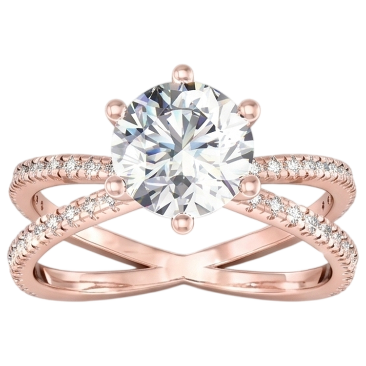 Brillant Tige Fendue Bague de Fiançailles – 1 carats en Or 14K