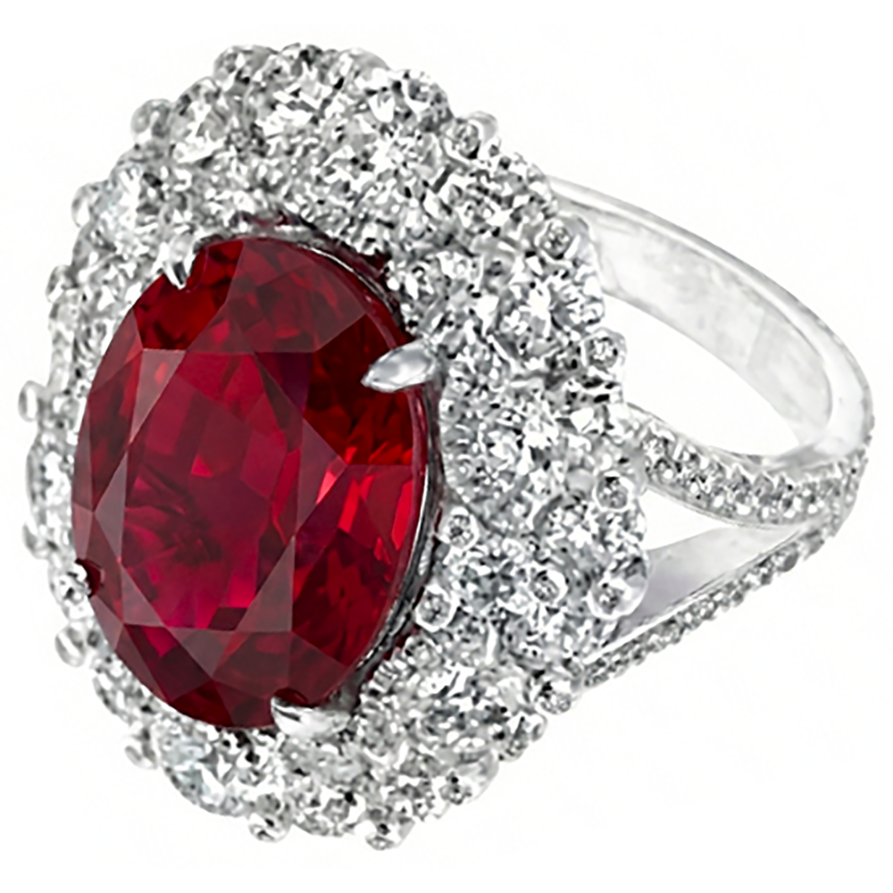 Bague Pierre Précieuse Or Blanc 14 Carats avec Rubis Birman – vue de face