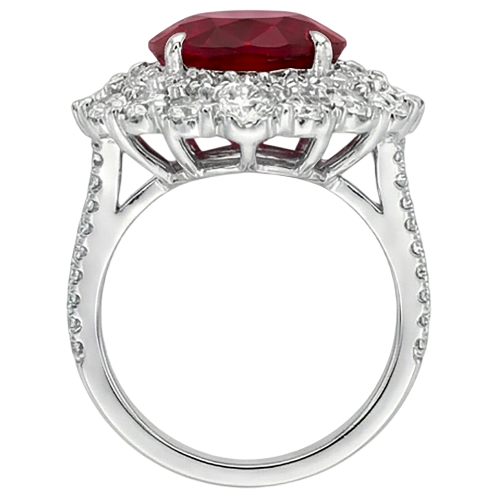 Bague Pierre Précieuse Or Blanc 14 Carats avec Rubis Birman – vue de profil
