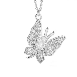 Diamant Papillon Collier Pendentif 2,50 carats en Or 14K Blanc