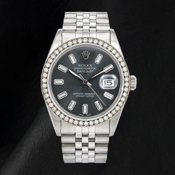 Montre Rolex Datejust 16014 36 mm en Acier Inoxydable Cadran Diamants Gris