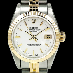Cadran bâton blanc Datejust Rolex Regarder femme acier inoxydable & or Rolex