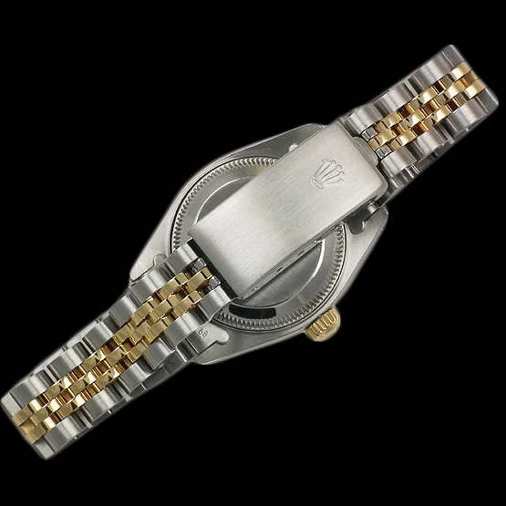 Cadran bâton blanc Datejust Rolex Regarder femme acier inoxydable & or Rolex