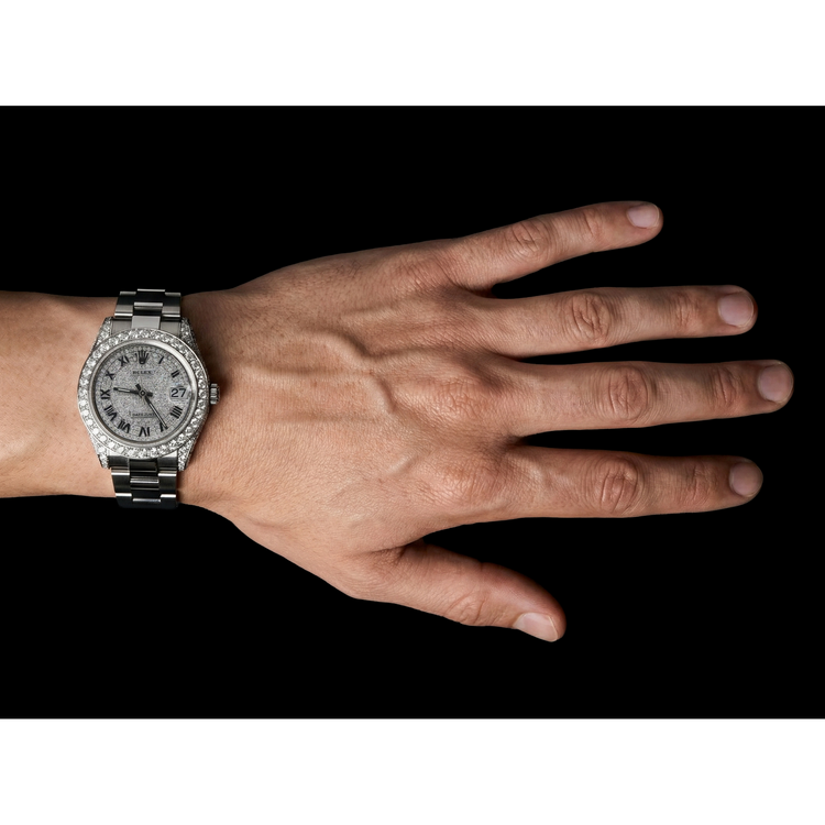 Cadran et lunette en diamant personnalisés Montre Rolex Datejust Bracelet pour femme acier inoxydable