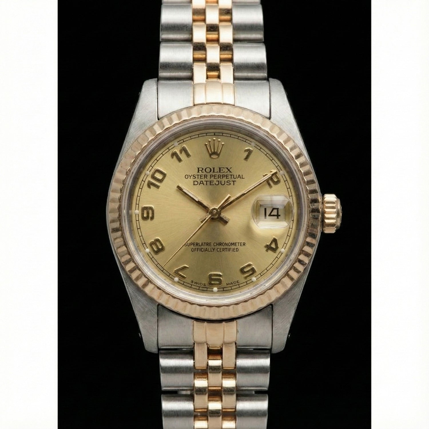 Cadran Arabe Champagne acier inoxydable & Or Jaune Jubilé Dame Rolex Datejust