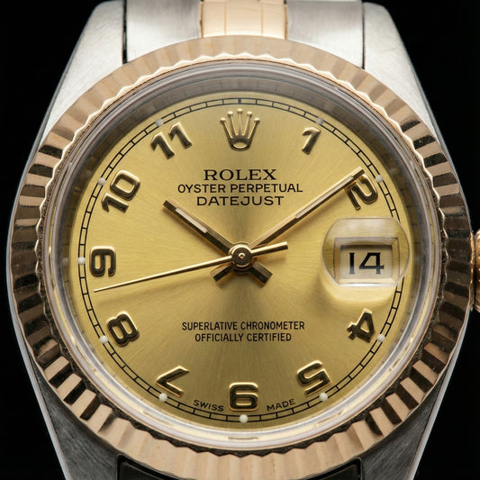 Cadran Arabe Champagne acier inoxydable & Or Jaune Jubilé Dame Rolex Datejust