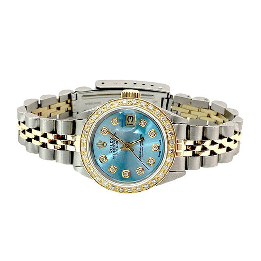 Cadran Bleu Diamant Lunette Rolex Montre 