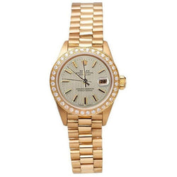 Cadran Tapisserie Pin Bande Lunette En Diamant Rolex President Montre or jaune