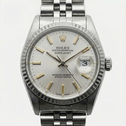 Cadran bâton blanc Regarder Rolex Datejust acier inoxydable Lunette cannelée Datejust