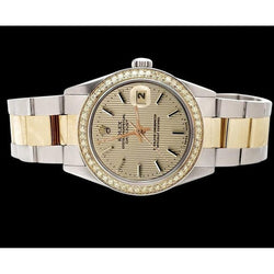 Cadran à bâton de tapisserie Date Just Watch Rolex Bracelet Oyster en acier inoxydable et or RÉGLAGE RAPIDE