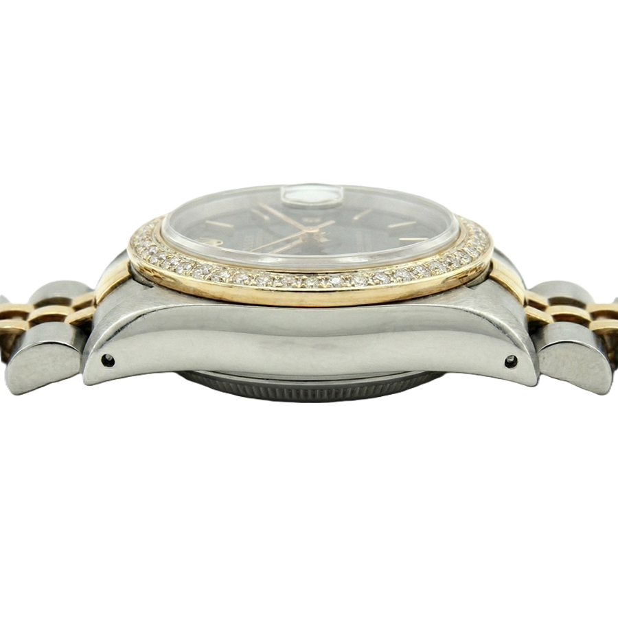 Cadran bâton noir Datejust Femme Montre Rolex Bicolore Jubilé