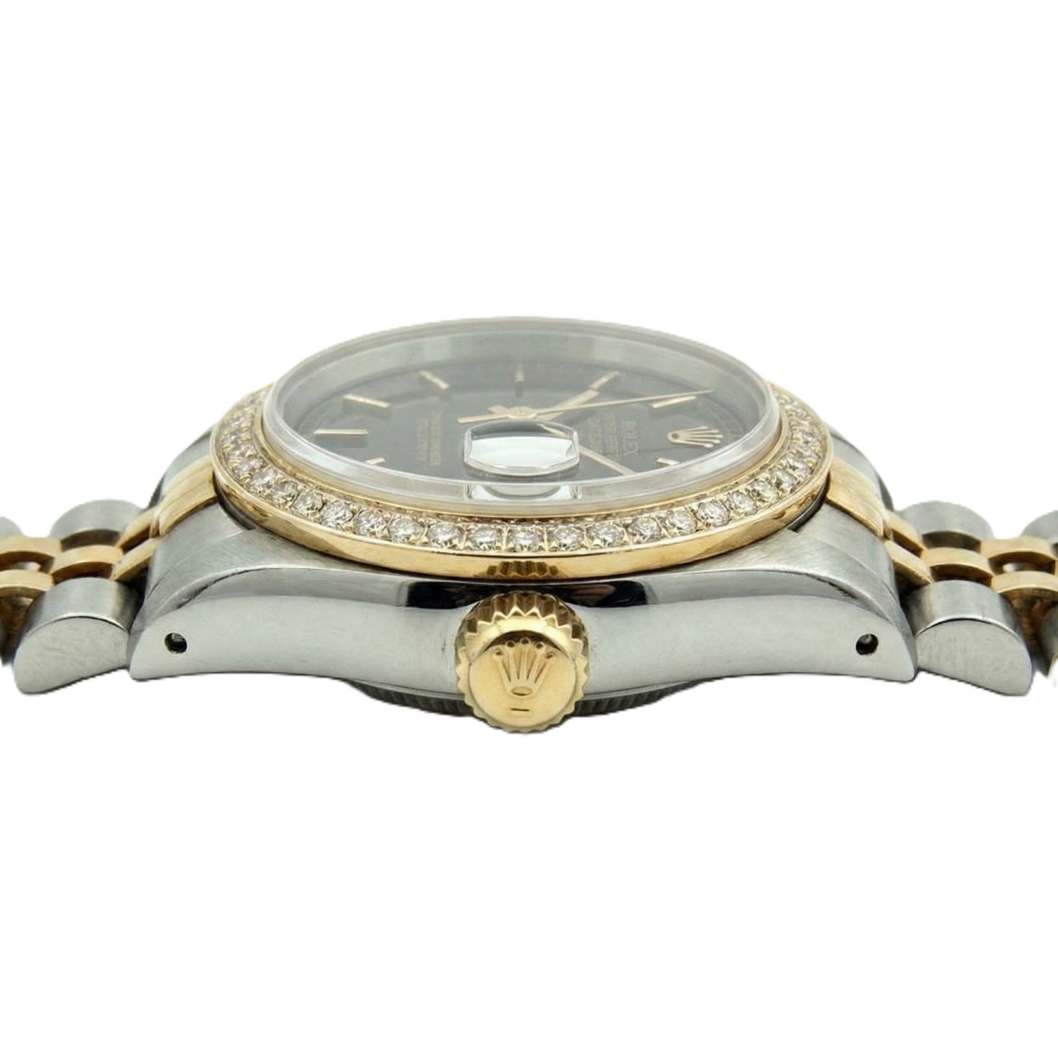 Cadran bâton noir Datejust Femme Montre Rolex Bicolore Jubilé