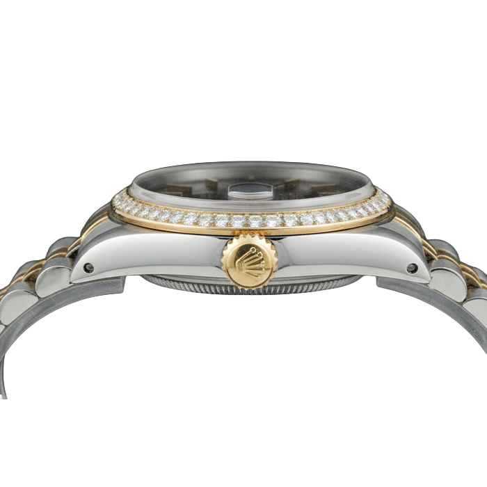 Cadran bâton noir Datejust Femme Montre Rolex Bicolore Jubilé