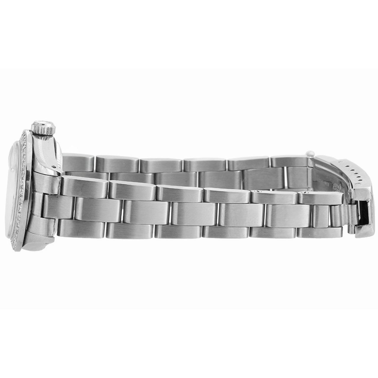 Cadran bâton argenté, lunette en diamant, Regarder pour femme, bracelet Rolex Date