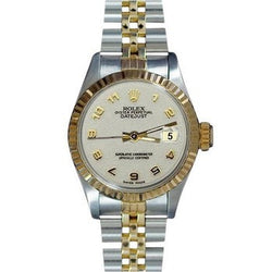 Cadran bâton blanc Datejust Rolex Regarder femme acier inoxydable & or Rolex
