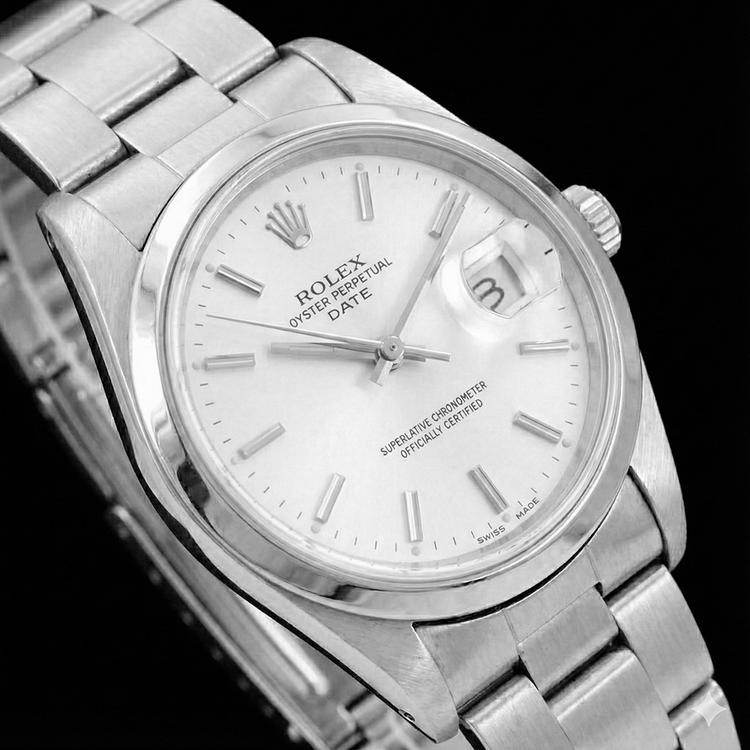 Cadran bâton blanc Rolex Date Montre Homme Bracelet huître acier inoxydable