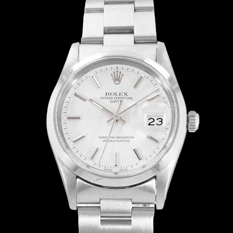 Cadran bâton blanc Rolex Date Montre Homme Bracelet huître acier inoxydable