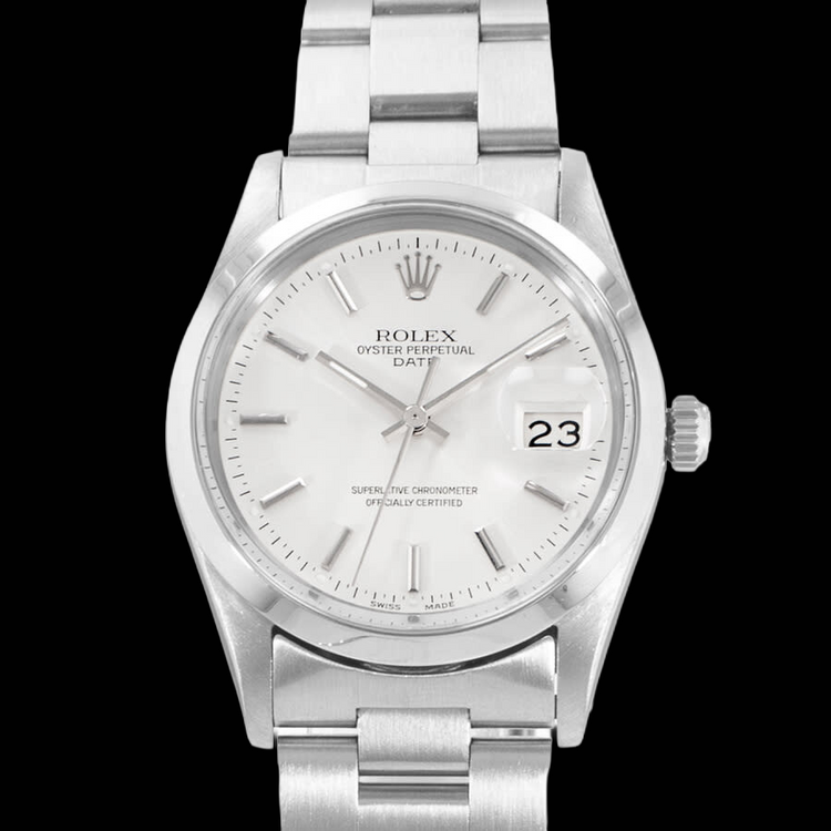 Cadran bâton blanc Rolex Date Montre Homme Bracelet huître acier inoxydable