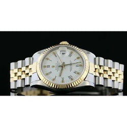 Cadran bâton blanc Rolex Jubilé Bracelet Datejust Montre Or acier inoxydable