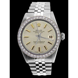 Cadran bâton blanc Rolex montre homme acier inoxydable Bracelet diamant lunette réglage rapide