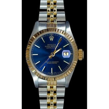 Cadran bâton bleu lunette cannelée Datejust Rolex