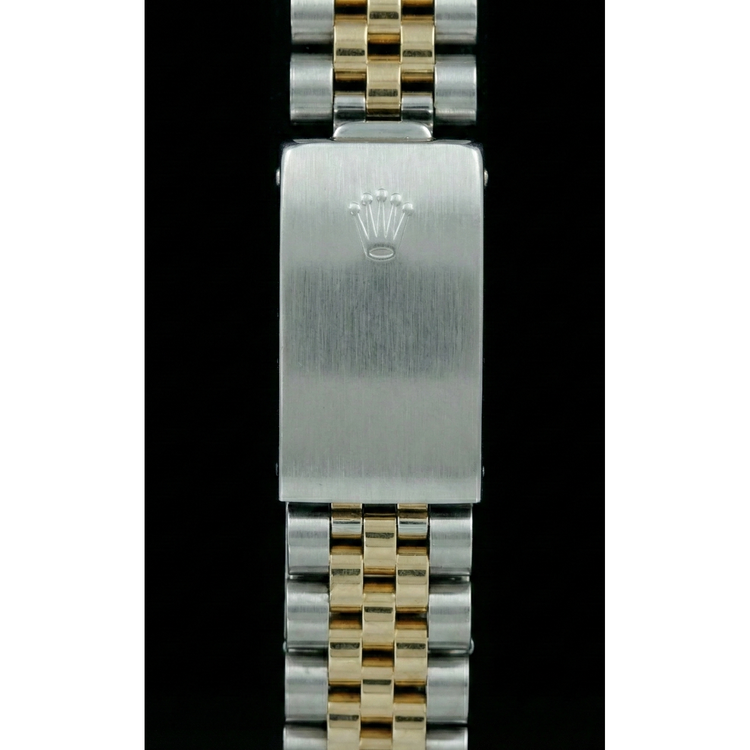 Cadran bâton bleu lunette cannelée Datejust Rolex Regarder femme acier inoxydable & or