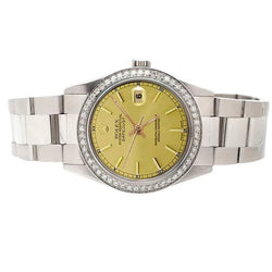 Cadran bâton de champagne Montre Rolex Datejust acier inoxydable huître Bracelet réglage rapide