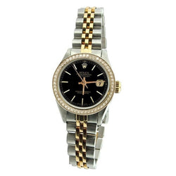 Cadran bâton noir Datejust Femme Montre Rolex Bicolore Jubilé