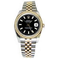 Cadran bâton noir deux tons Rolex Datejust Regarder Homme dame Rolex ensemble rapide