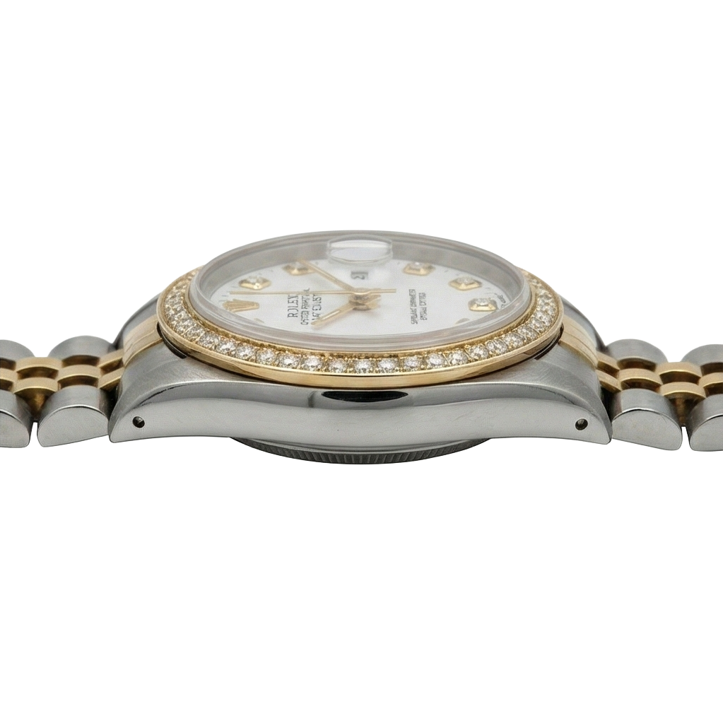 Cadran blanc lunette jubilé acier inoxydable & or Rolex Datejust dame montre
